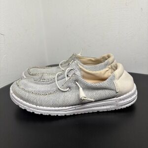 Hey Dude Women's Size 8 Wendy Sox Stone White Gray Comfy Shoes Casual Sneakers